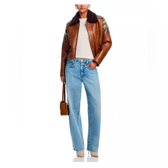 MOTHER The Mean Machine Jacket Brown Embellished Leather Jacket - Picture 5 of 16